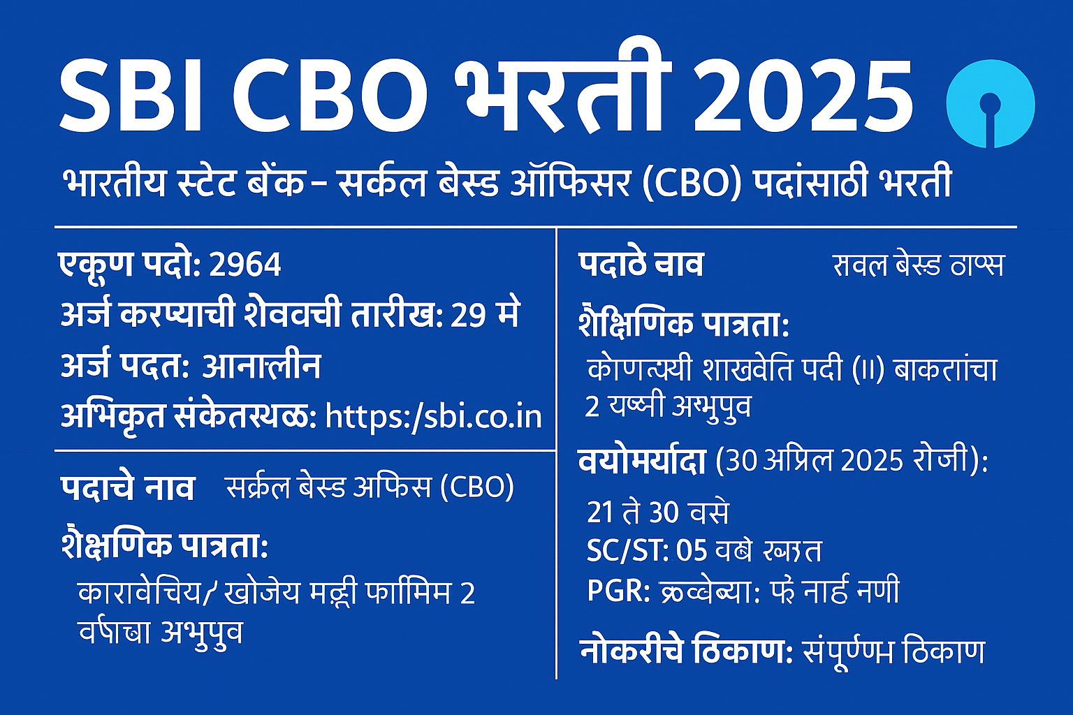 SBI CBO Bharti 2025