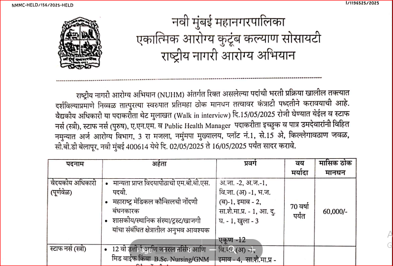 NMMC NUHM Bharti 2025