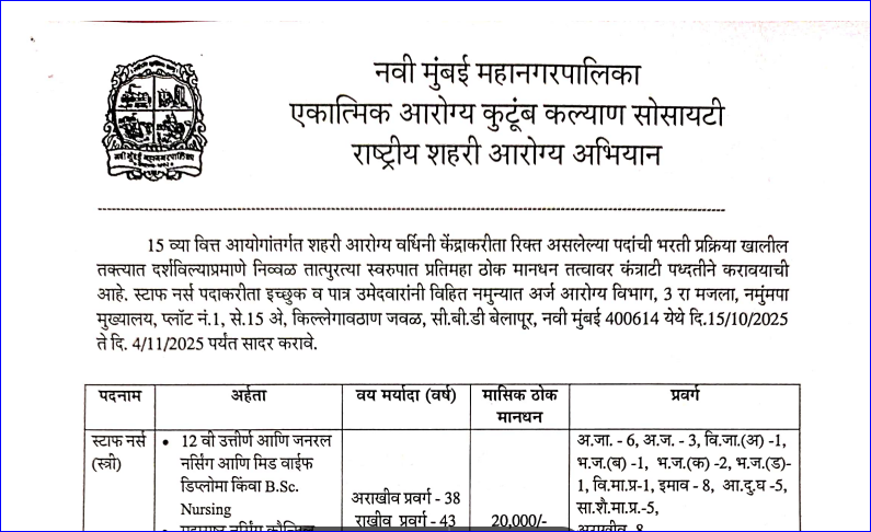 NMMC NUHM Bharti 2025